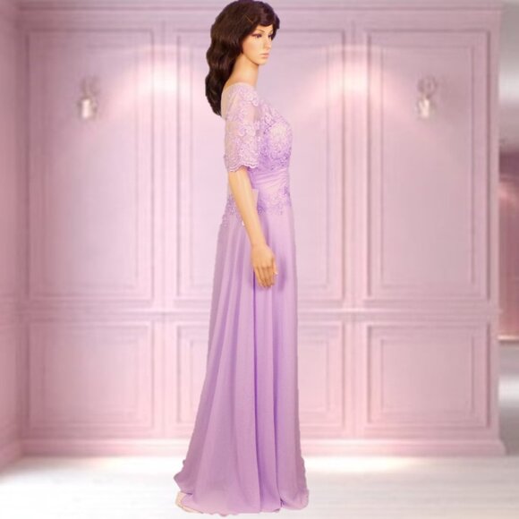 AZAZIE size A10 lilac fit/flare full-length gown 100% polyester dry clean only - Picture 3 of 16